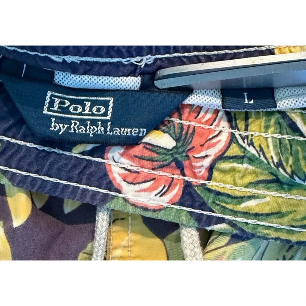 Men's Vtg Polo Ralph Lauren Cotton Blend Floral Purple  Swim Trunks Sz Large
